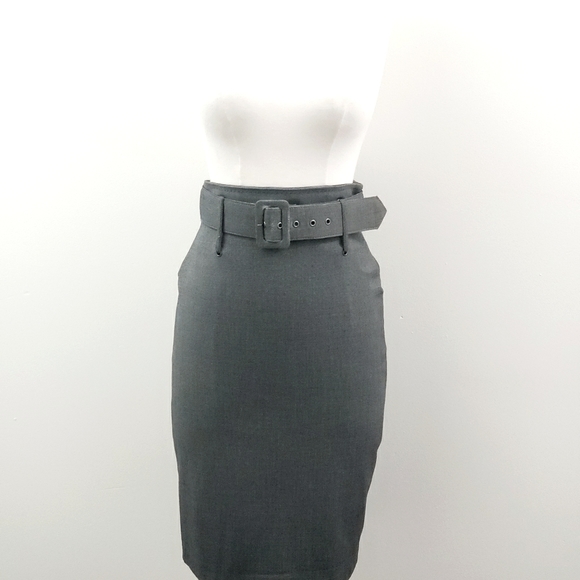 High waisted pencil skirt in charcoal gray - Picture 1 of 6